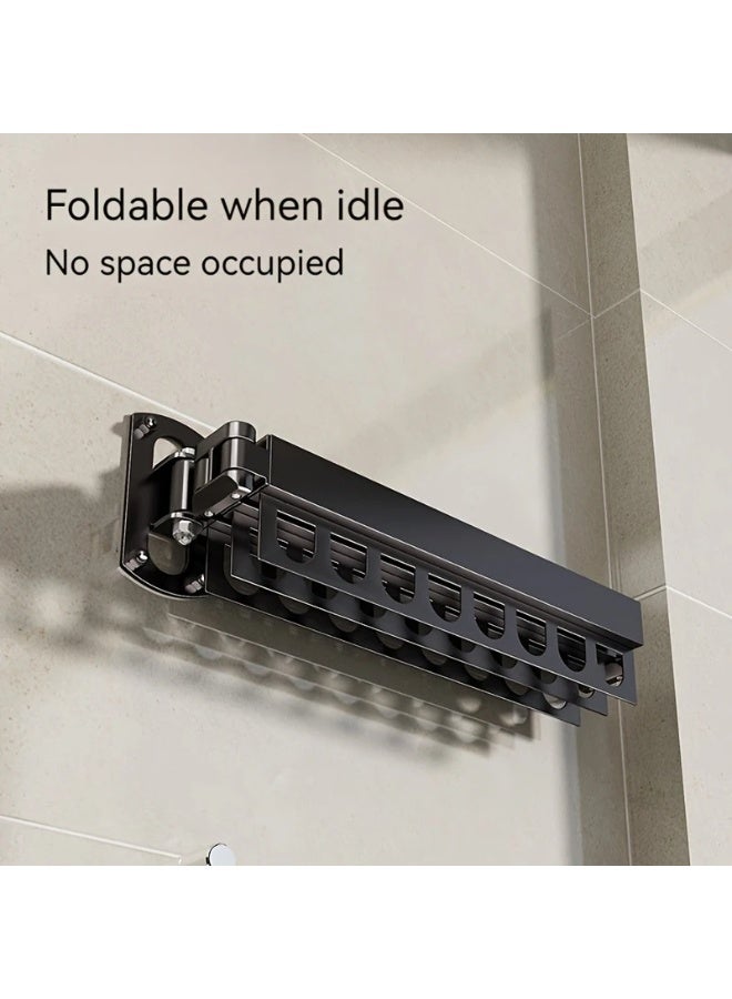Home Care Multifunctional Wall-Mounted Folding Drying Rack – Three-Fold, Multi-Hole Design | Indoor & Outdoor Invisible Clothes Hanger for Bathroom, Balcony, Household Use - Image 1