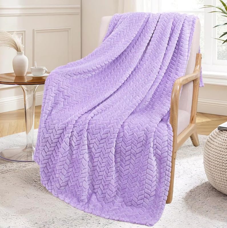 MORADO بطانية فردية فاخرة دافئة من الفلانيل 190 GSM - 60x90 بوصة، بنفسجي - Image 1