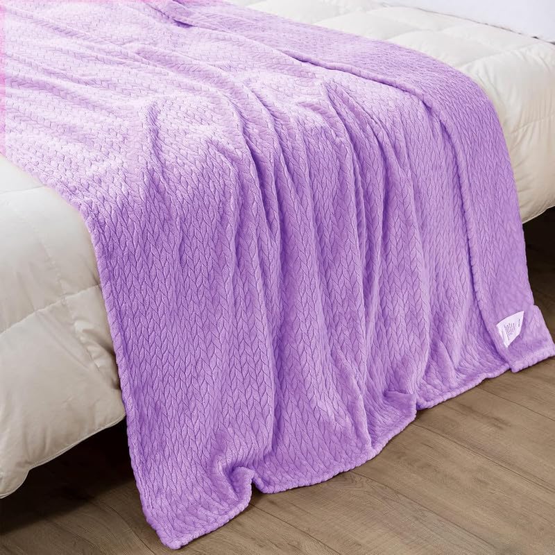 MORADO بطانية فردية فاخرة دافئة من الفلانيل 190 GSM - 60x90 بوصة، بنفسجي - Image 2