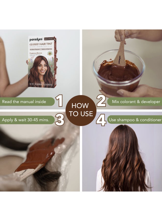 Paradyes No Bleach Espresso Brown Glossy Hair Tint for Natural Black Hair - Ammonia-Free Formula With Anti-Fade Conditioner for Long-Lasting Shine - 1 Count - Image 5