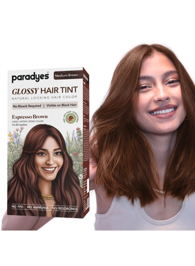 Paradyes No Bleach Espresso Brown Glossy Hair Tint for Natural Black Hair - Ammonia-Free Formula With Anti-Fade Conditioner for Long-Lasting Shine - 1 Count - Image 1
