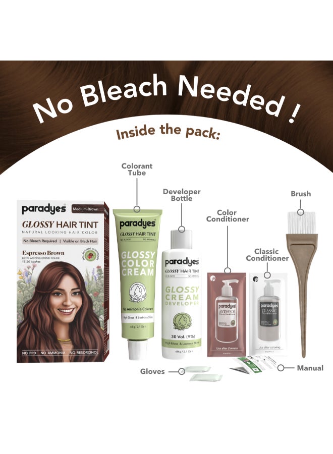 Paradyes No Bleach Espresso Brown Glossy Hair Tint for Natural Black Hair - Ammonia-Free Formula With Anti-Fade Conditioner for Long-Lasting Shine - 1 Count - Image 3