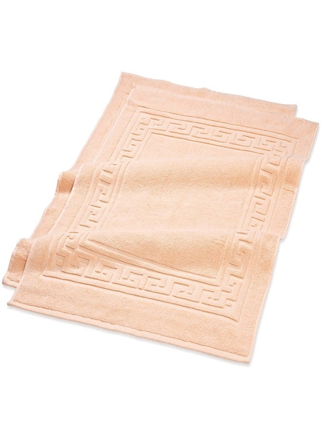 BLUENILEMILLS طقم سجاد حمام فاخر من القطن الممشط، مناسب للاستحمام والحمام، فاخر وناعم، مقاس 22 × 35 بوصة، قطعتان، لون خوخي سادة من بلو نايل ميلز - Image 1