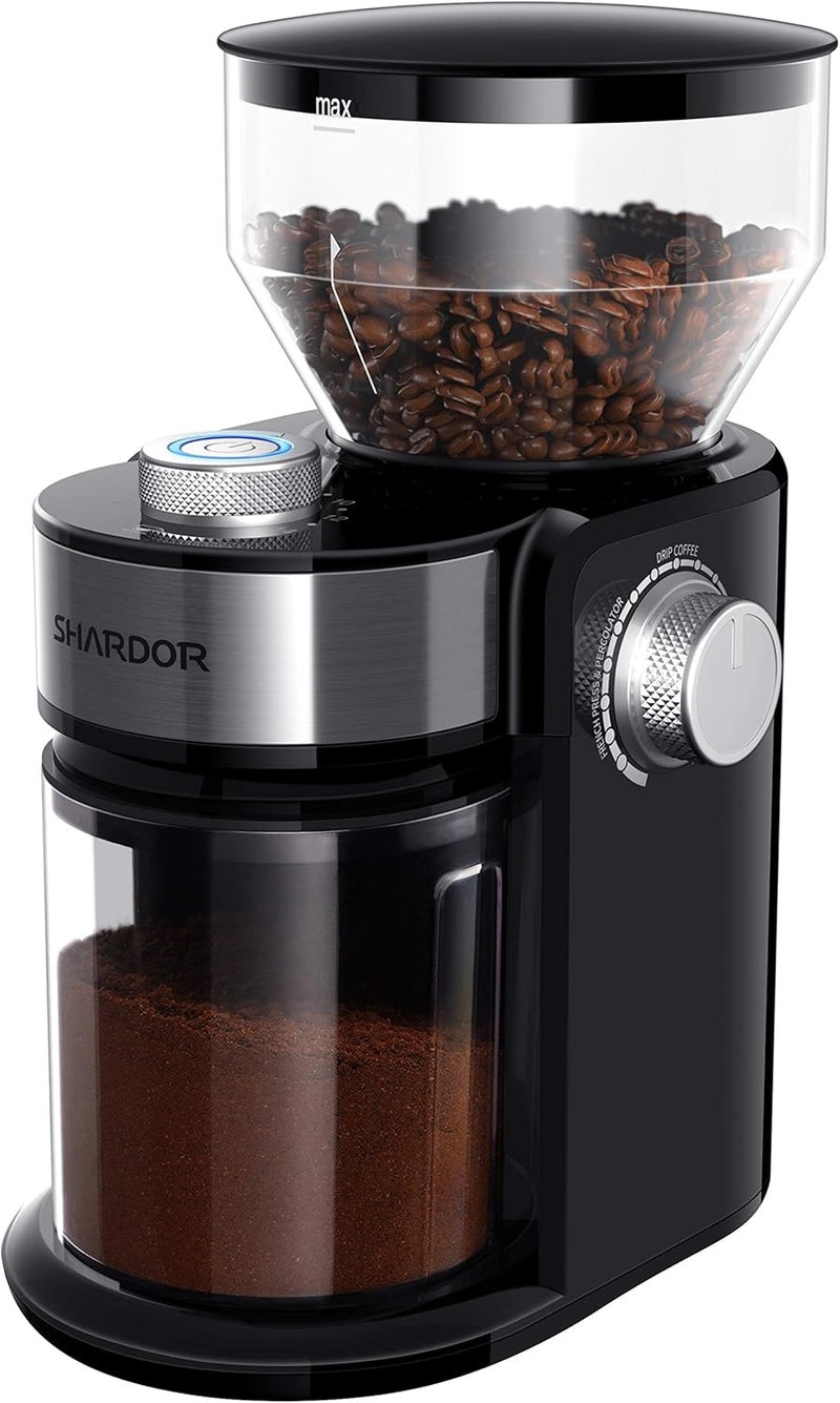 SHARDOR Electric Burr Coffee Grinder 2.0, Adjustable Burr Mill with 16 Precise Grind Setting for 2-14 Cup, Black - Image 1