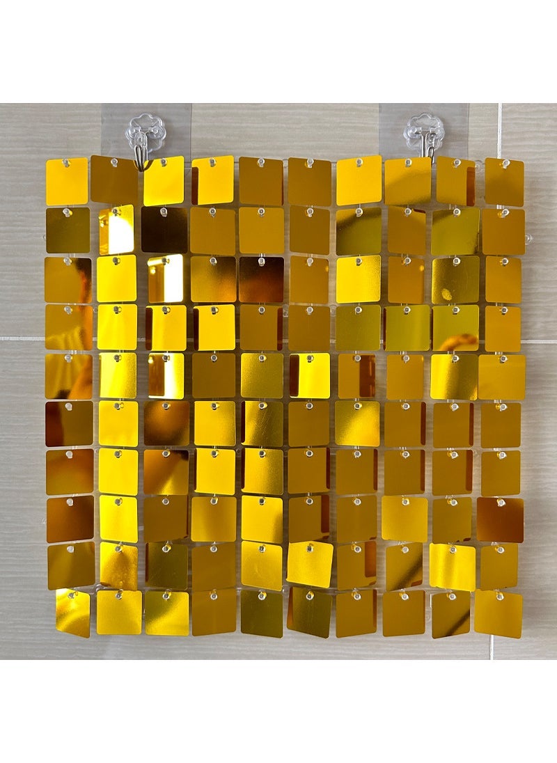 Generic 1 x 5 pcs Square Sequin Wall Panel Gatesby Wedding Decor Mirror gold jx-2245 
