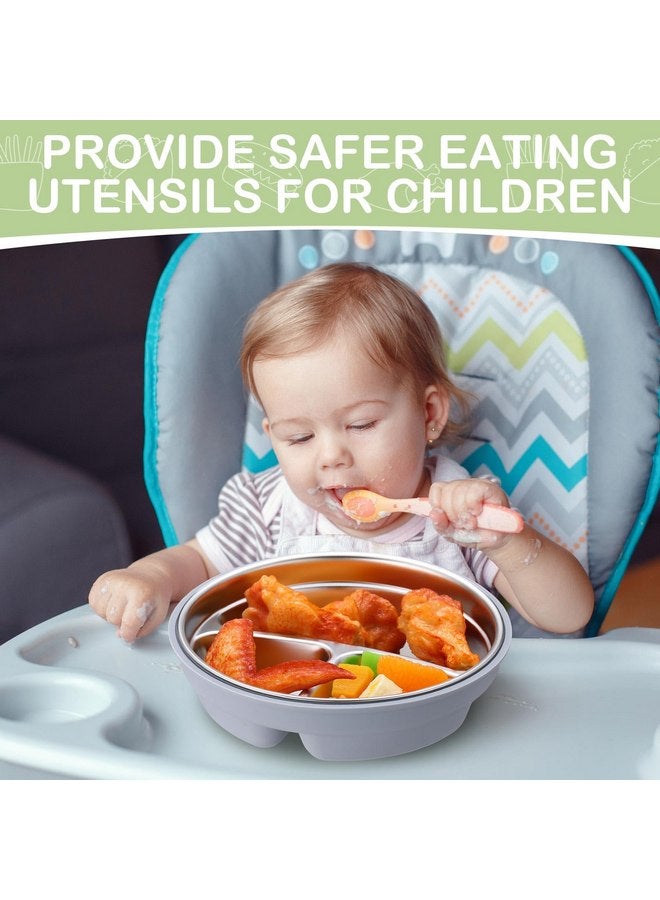 نوجو أطباق شفط للأطفال من الفولاذ المقاوم للصدأ من نوجو، 3 قطع، مع غلاف سيليكون قابل للإزالة، وعاء معدني 2 في 1 للأطفال الصغار مقسم للأطفال الذين يتناولون الطعام بشكل انتقائي، لوازم تغذية الأطفال أثناء الفطام، آمنة للاستخدام في غسالة الأطباق (أزرق، وردي، أخضر) - Image 3