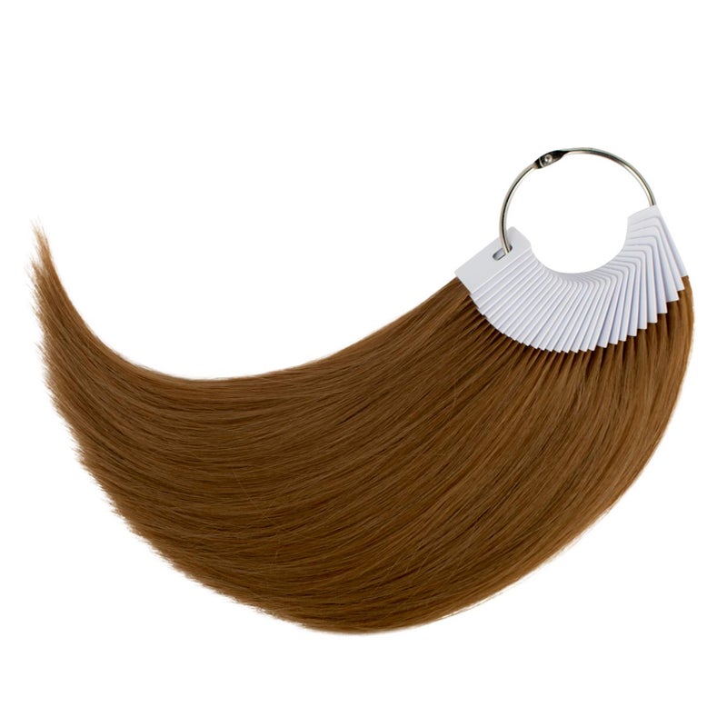 TOFAFA Hair Color Rings 100 Human Hair Swatches Testing Color Samples 9 inch Hair Color Medium Brown 30 PiecePack