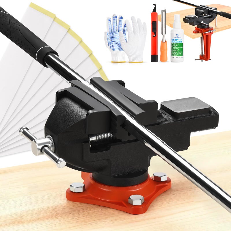 AugFir 2-in-1 Golf Grip Kit for Regripping Golf Clubs, Portable Golf Club Regripping Kit with Golf Grip Solvent, Quick Adjustment Table Vise Rubber Clamp for Golf Grip Removal Tool - Image 1