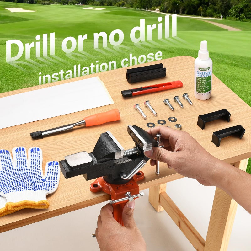 AugFir 2-in-1 Golf Grip Kit for Regripping Golf Clubs, Portable Golf Club Regripping Kit with Golf Grip Solvent, Quick Adjustment Table Vise Rubber Clamp for Golf Grip Removal Tool - Image 5