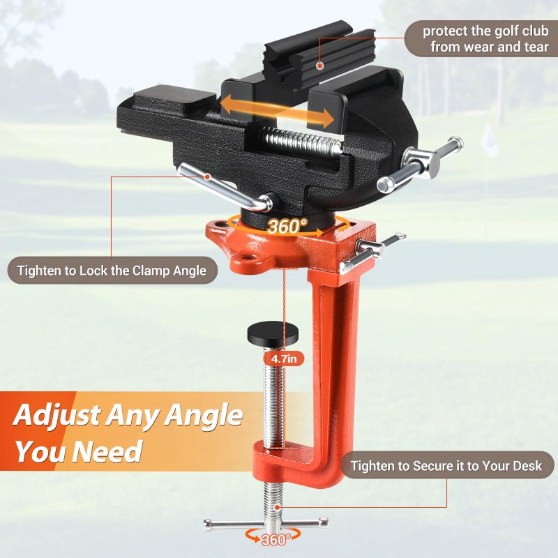 AugFir 2-in-1 Golf Grip Kit for Regripping Golf Clubs, Portable Golf Club Regripping Kit with Golf Grip Solvent, Quick Adjustment Table Vise Rubber Clamp for Golf Grip Removal Tool - Image 3