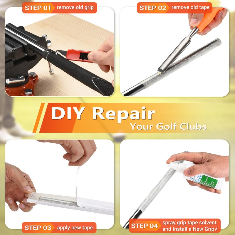 AugFir 2-in-1 Golf Grip Kit for Regripping Golf Clubs, Portable Golf Club Regripping Kit with Golf Grip Solvent, Quick Adjustment Table Vise Rubber Clamp for Golf Grip Removal Tool - Image 4
