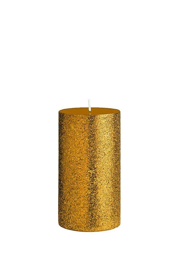 Luces Smokeless Scented Paraffin Wax 3"X3" Golden Glitter Tall Pillar Candle for Decoretion pck2 - Image 4