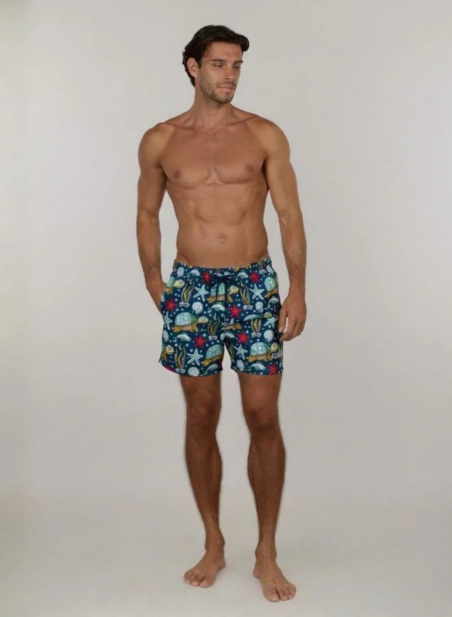 جاست نيتشر شورت سباحة رجالي بتصميم السلحفاة الصغيرة