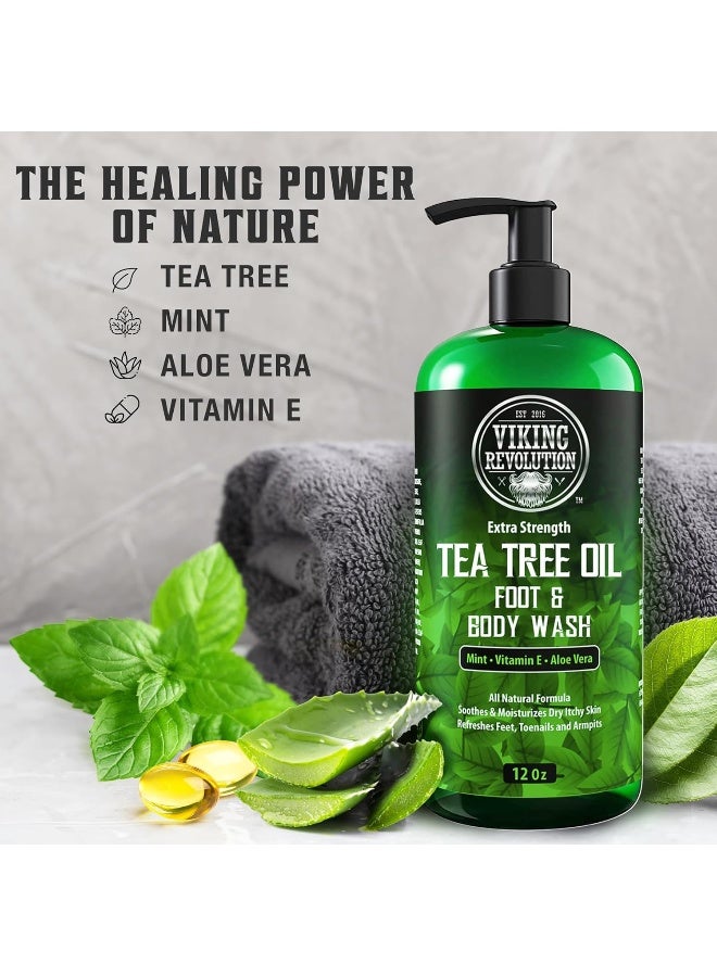 Viking Revolution Tea Tree Body Wash Soap for Men - Helps Athlete's Foot, Jock Itch, Eczema & Body Odors - Extra Strength Tea Tree Oil Men's Body and Foot Wash - Image 3