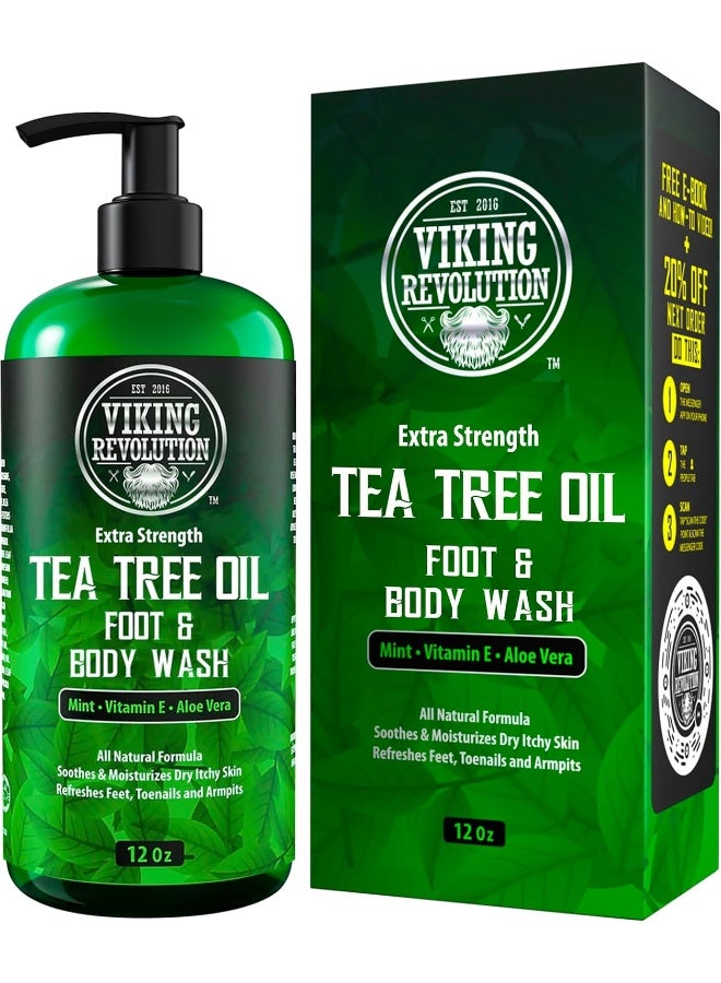 Viking Revolution Tea Tree Body Wash Soap for Men - Helps Athlete's Foot, Jock Itch, Eczema & Body Odors - Extra Strength Tea Tree Oil Men's Body and Foot Wash - Image 1