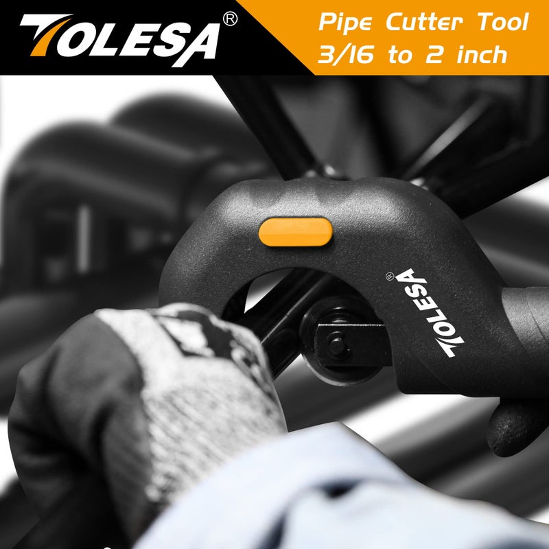 TOLESA Pipe Cutter Tool 3/16"-2" OD, Heavy Duty Metal Pipe Cutter With Deburring Tool Pipe Reamer Sharp Copper Tube Cutter Speed Cutting Tubing Cutter For Stainless Steel Aluminum Brass Pipe - Image 5