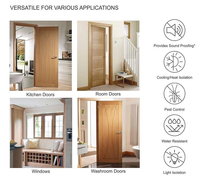 DORLANK Door Bottom Sealing Guard 39 Inch Brown Adjustable Twin Door Sweep Draft Seal Reduces Noise Blocks Insects Wind Dust Weather Perfect for Home Office Hotel Pack of 3 - Image 5
