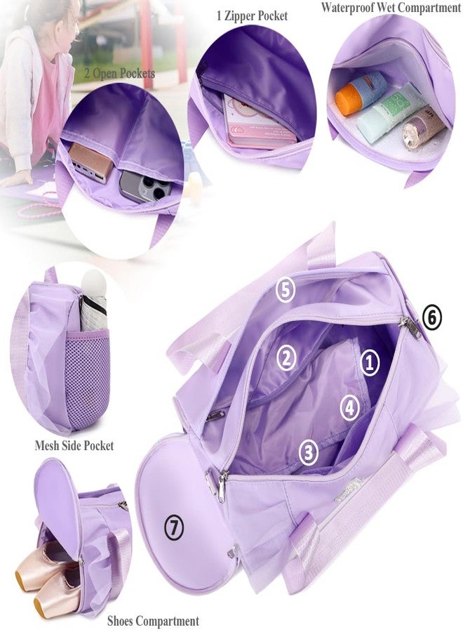 Meisohua Personalized Dance Ballet Bag for Girls 4-6 Small Sports Gym Bags for Little Girls Toddler Ballerina Travel Duffle with Shoes Compartment - Purple H - Image 5