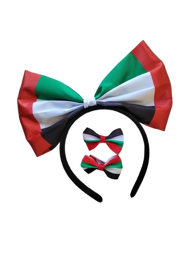 UAE Headband, UAE National Day Hair Accessories UAE Bow-Tie Hair Clip UAE National Day Hair Clip for Women Men Girl Kids