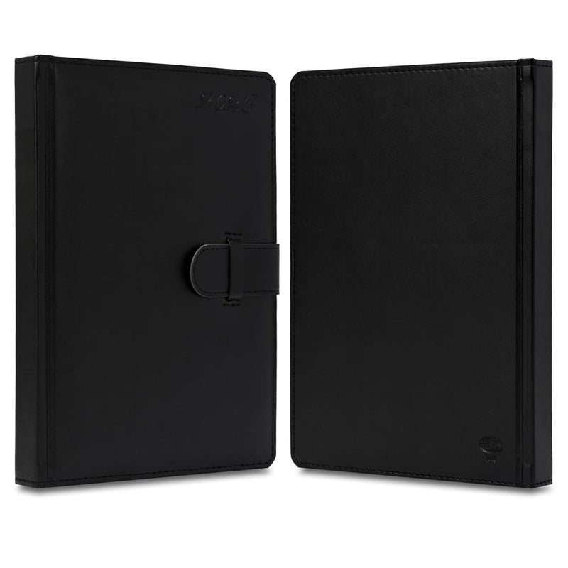 FIS 2026 Agenda Diary, 170x240mm, 1 Side Padded & Sewn Italian PU Cover, Round Corner with Strap Closure, 1 Day a Page Format, English, 70gsm Italian Ivory Paper, Black Cover - FSDI75E26BK - Image 2