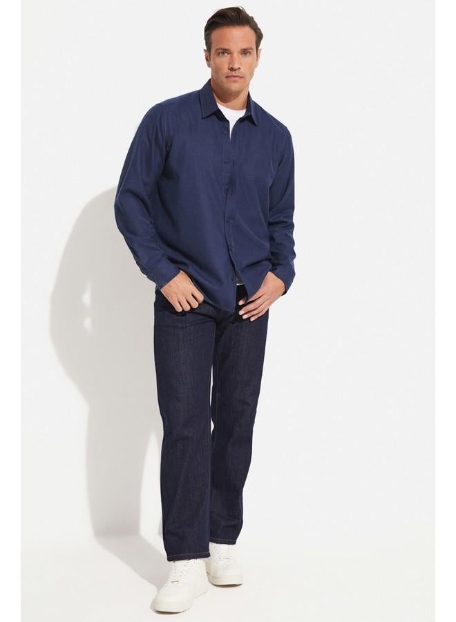 جون قميص رجالي مقاس عادي أزرق نيلي - Image 1