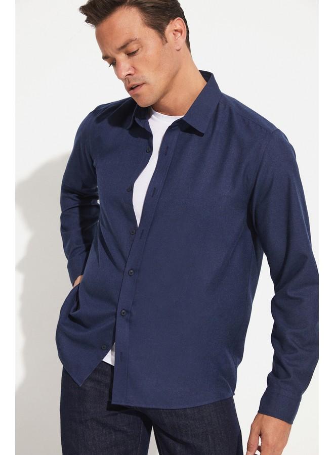 جون قميص رجالي مقاس عادي أزرق نيلي - Image 3