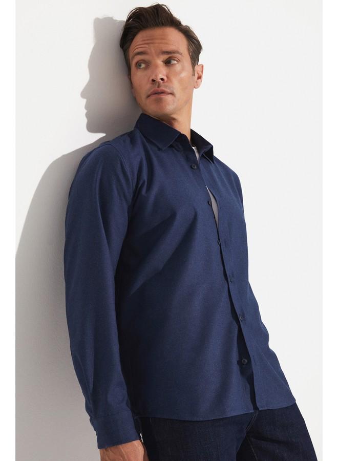 جون قميص رجالي مقاس عادي أزرق نيلي - Image 4