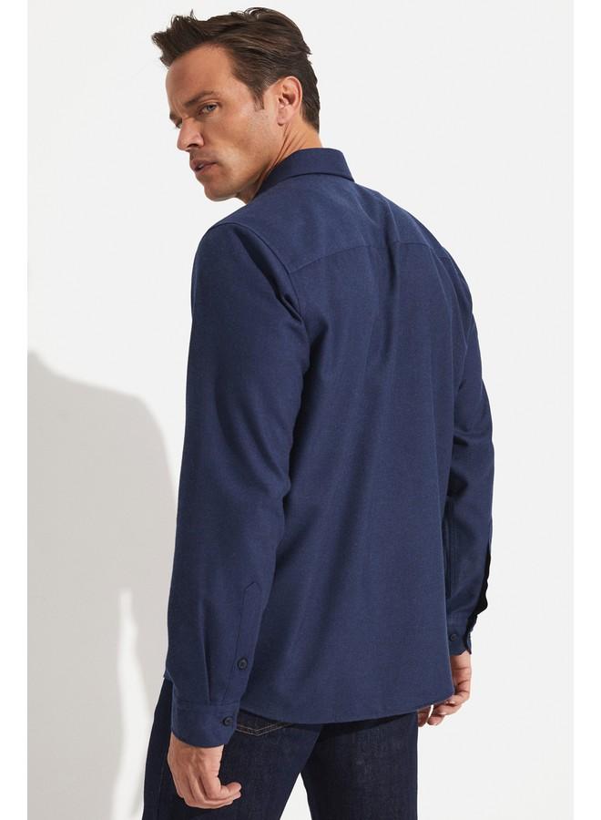 جون قميص رجالي مقاس عادي أزرق نيلي - Image 5