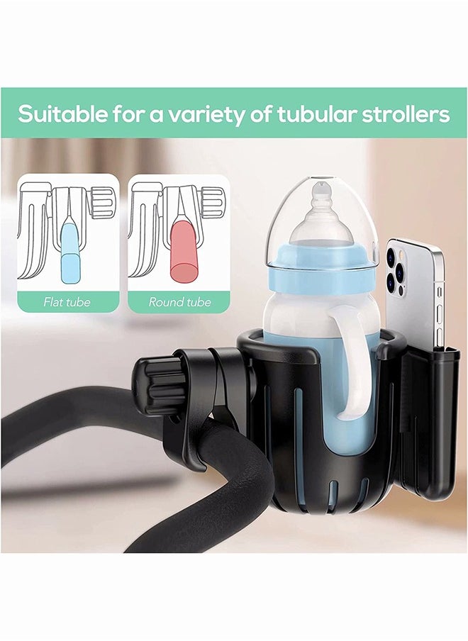 SYOSI Stroller Cup Holder, Bike Cup Holder, Upgraded Version 2 in 1 Cup Holder with Phone Holder, Large Caliber 360 Degrees Rotation Drink Holder, Universal Cup Holder for Stroller Bike Wheelchair Scooter  - Image 5