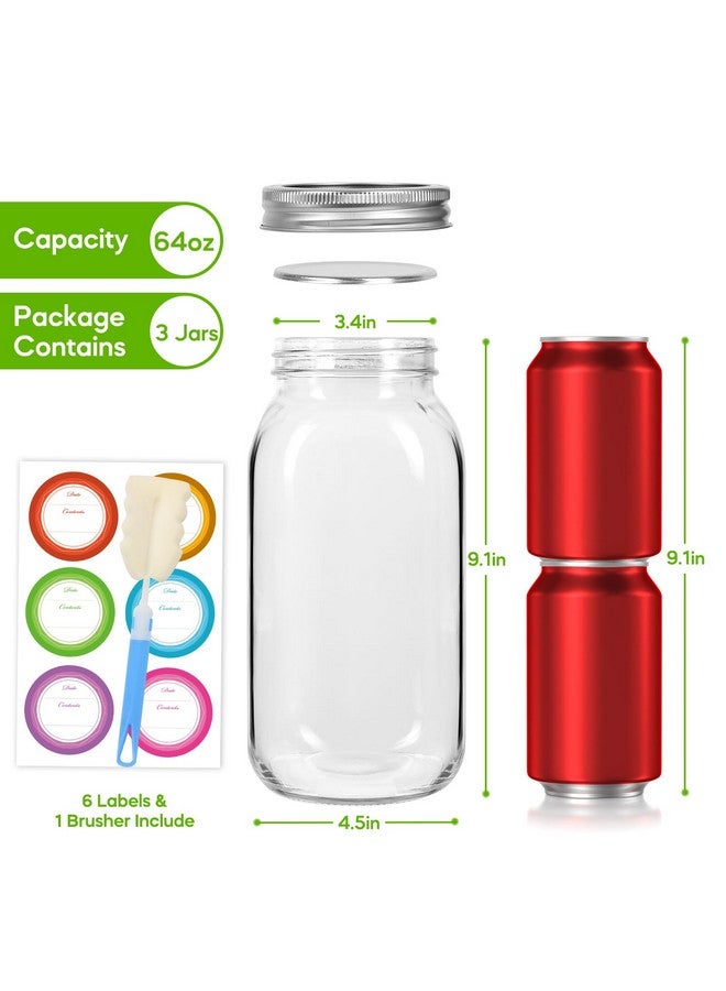 Mcupper Mcupper 3 pack mason jars 64 oz  - Image 2