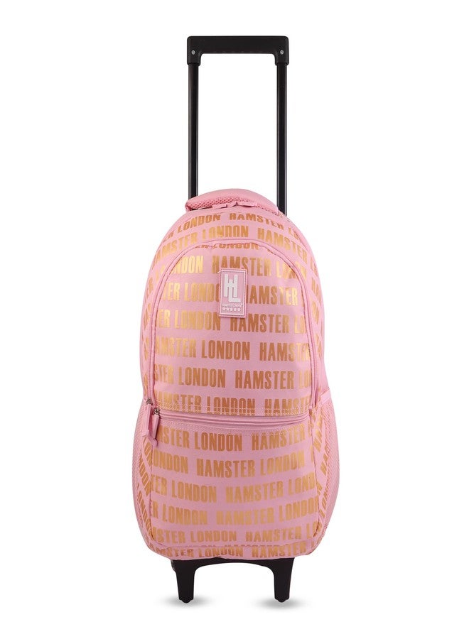 HAMSTER London Insider Trolley Bag 16 Inch School Bag with Wheels & Pull Handle for Kids Large Capacity Backpack Trolley Combo Lightweight Durable (Pink) - Image 1