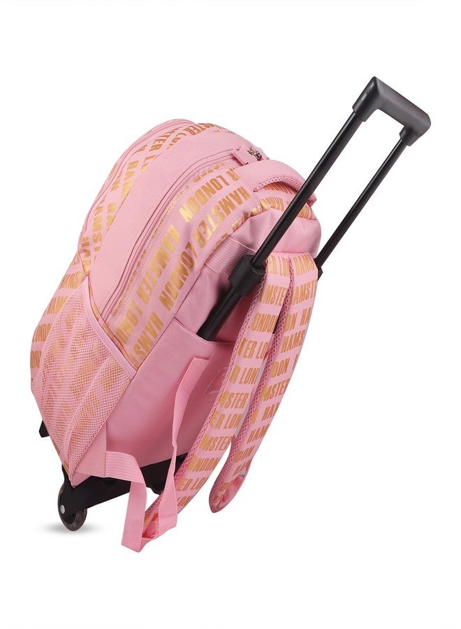 HAMSTER London Insider Trolley Bag 16 Inch School Bag with Wheels & Pull Handle for Kids Large Capacity Backpack Trolley Combo Lightweight Durable (Pink) - Image 3