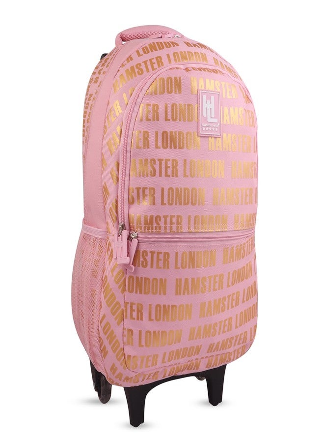 HAMSTER London Insider Trolley Bag 16 Inch School Bag with Wheels & Pull Handle for Kids Large Capacity Backpack Trolley Combo Lightweight Durable (Pink) - Image 4