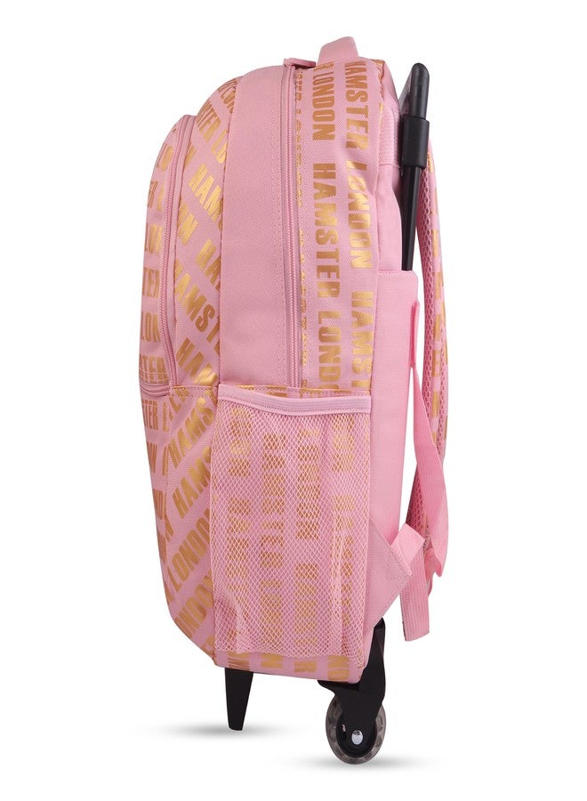 HAMSTER London Insider Trolley Bag 16 Inch School Bag with Wheels & Pull Handle for Kids Large Capacity Backpack Trolley Combo Lightweight Durable (Pink) - Image 5