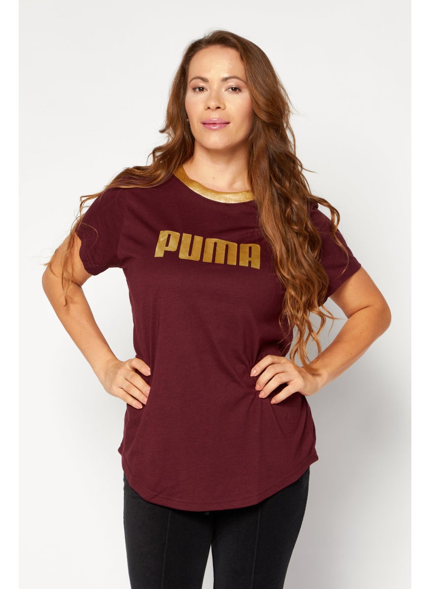 PUMA Women Sportswear Fit Short Sleeve Outdoor T-Shirt, Maroon  - Image 1