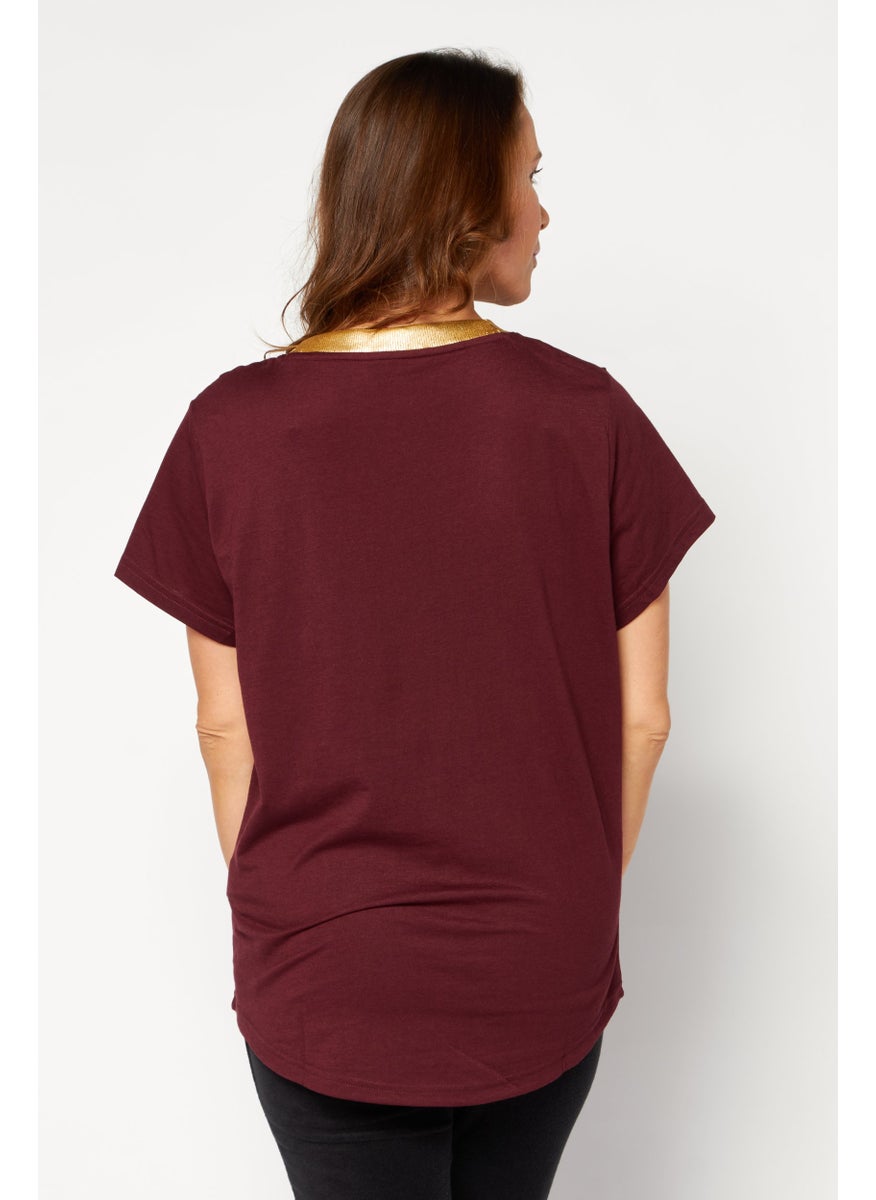 PUMA Women Sportswear Fit Short Sleeve Outdoor T-Shirt, Maroon  - Image 2