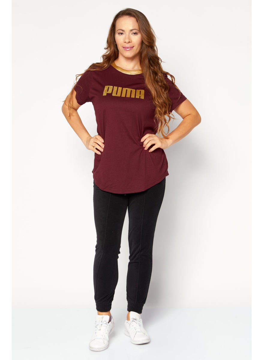 PUMA Women Sportswear Fit Short Sleeve Outdoor T-Shirt, Maroon  - Image 3