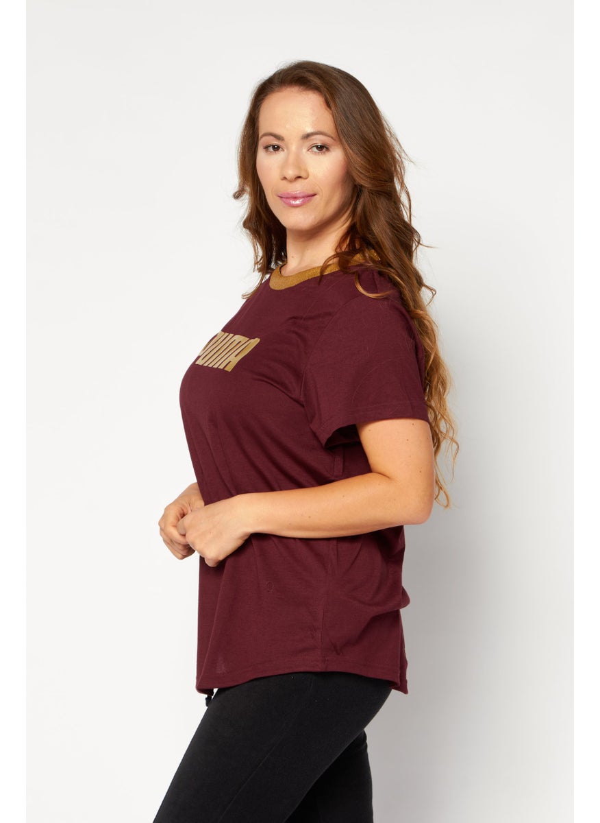 PUMA Women Sportswear Fit Short Sleeve Outdoor T-Shirt, Maroon  - Image 4