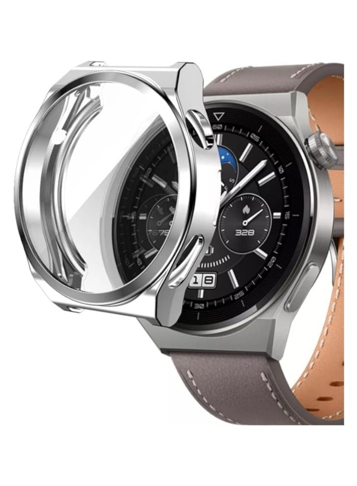 ELMO3EZZ Full Case Plastic Protector Compatible with Huawei watch GT3 PRO 46mm, TPU watch case protector (Silver) - Image 1