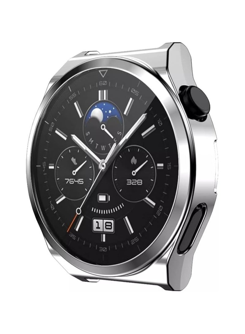 ELMO3EZZ Full Case Plastic Protector Compatible with Huawei watch GT3 PRO 46mm, TPU watch case protector (Silver) - Image 4