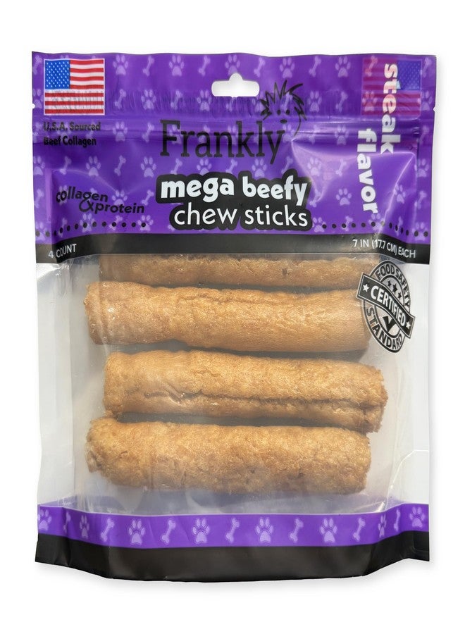 Frankly Original Pet - Steak Flavored Mega Beefy Chew Stick for Dogs - High Protein Collegen Packed - Made in The U.S.A. - 4 Count 7" Stick - Image 1
