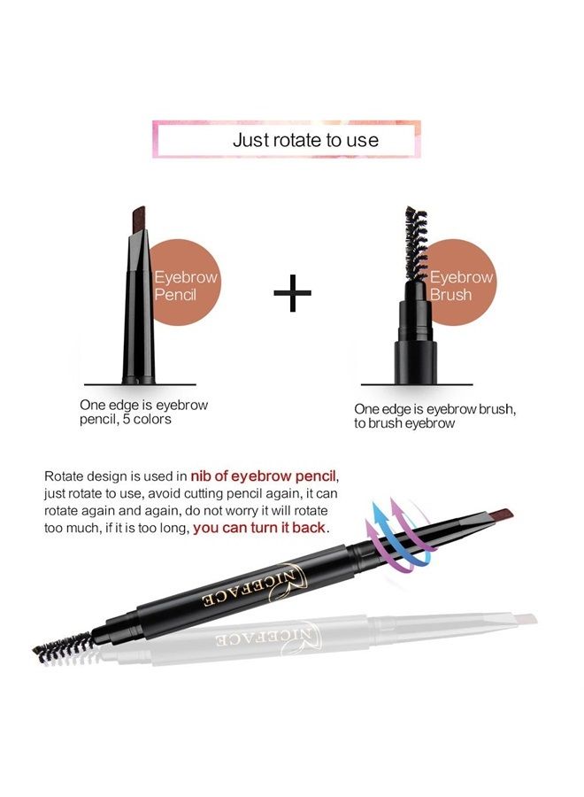 NICEFACE Eyebrow Pencil Coffee Double Ended Precision Waterproof Brow Cruelty Free(Coffee #3) - Image 3