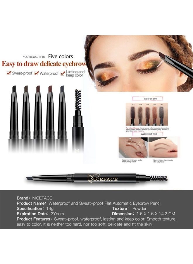 NICEFACE Eyebrow Pencil Coffee Double Ended Precision Waterproof Brow Cruelty Free(Coffee #3) - Image 2