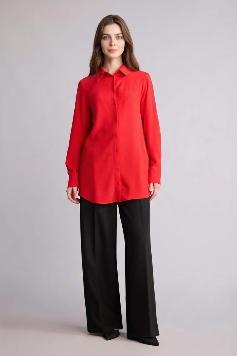 DeFacto Regular Fit Shirt Collar Long Sleeve Tunic