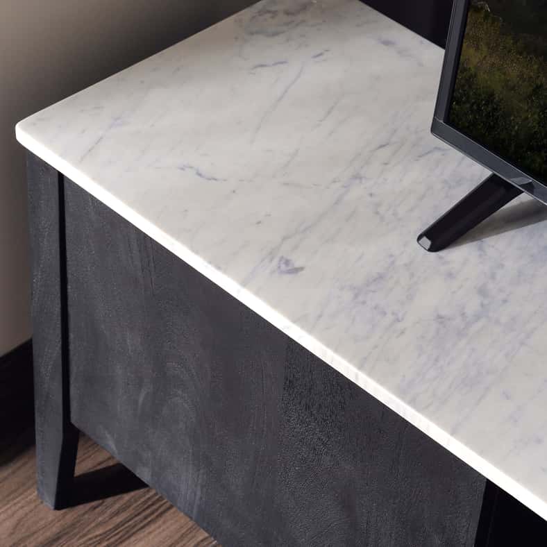 Pan Home وحدة تلفاز أنقرة حتى 60 بوصة رخام - أبيض وأسود - Image 4