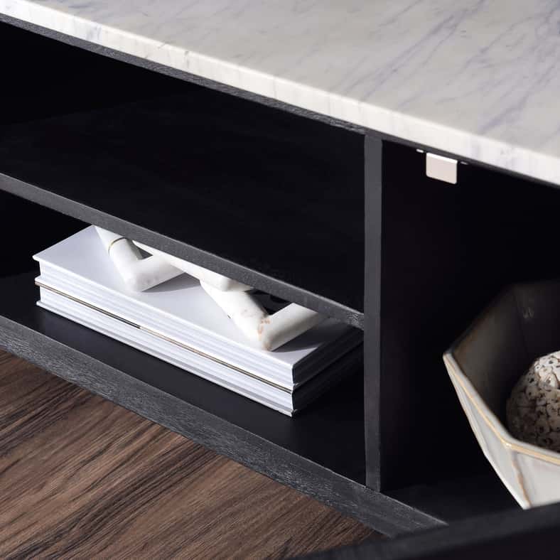 Pan Home وحدة تلفاز أنقرة حتى 60 بوصة رخام - أبيض وأسود - Image 5