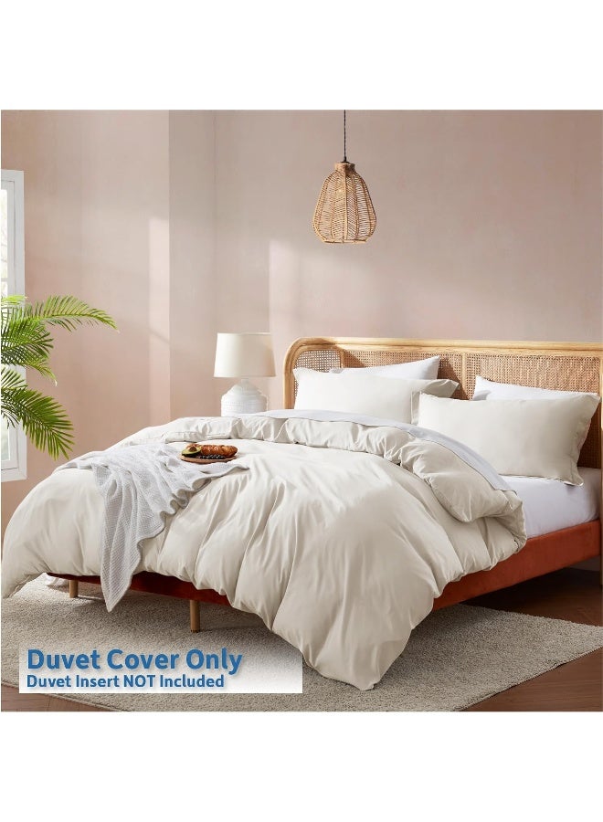 Nestl Off White Duvet Cover Queen Size - Soft Double Brushed Queen Duvet Cover Set, 3 Piece, with Button Closure, 1 Duvet Cover 90x90 inches and 2 Pillow Shams - Image 2