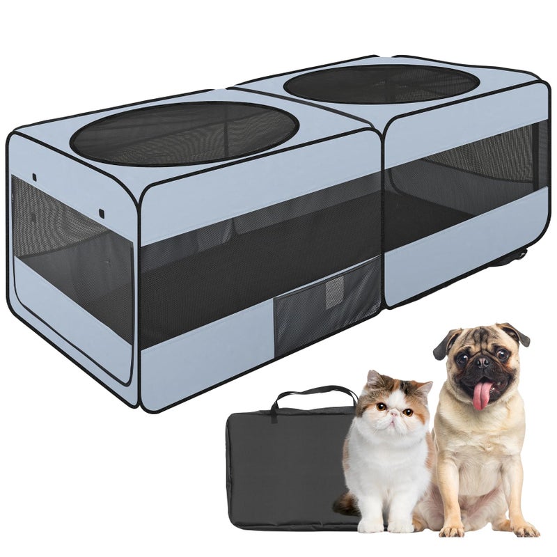 EighteenTek 2-in-1 Dog Playpen, 58''Pop Up Cat Puppy Pet Playpen Indoor/Outdoor Cats Enclosed, Cat Dog Tent Crate Cage Kennel, Portable Playpen for Kitten, Small Animals Play Pen(No Divider, Unified Space) - Image 1