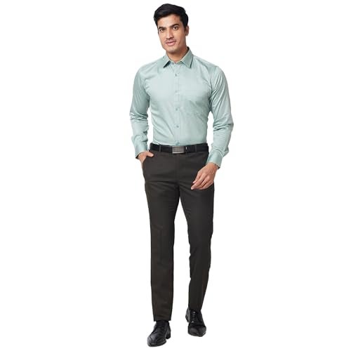Raymond Men Slim Fit Self Design Medium Petrol Shirt (Size: 39)-Rmsx12832-P3, Green - Image 5