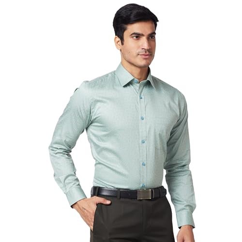 Raymond Men Slim Fit Self Design Medium Petrol Shirt (Size: 39)-Rmsx12832-P3, Green - Image 2